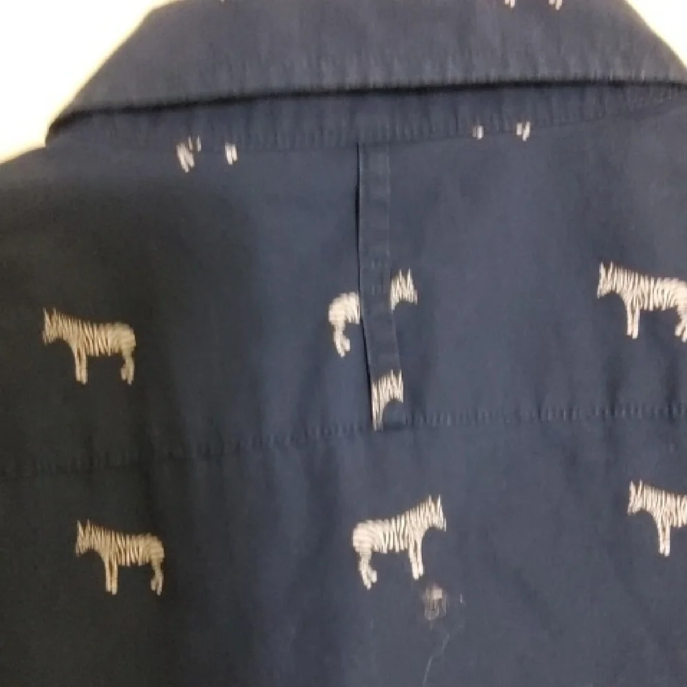Banana Republic Navy Blue Shirt with White Animal Pattern